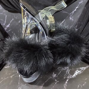 Cape Robbin Black Fur Heels